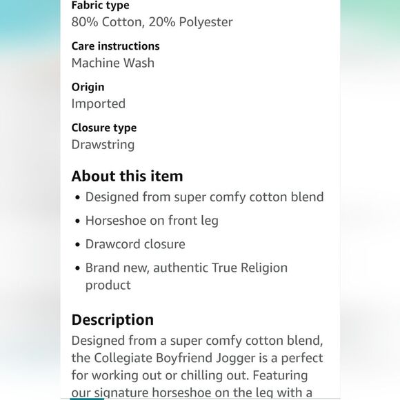 True Religion Arch Collegiate Boyfriend Horseshoe Logo Joggers - Picture 6 of 10